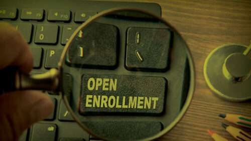 A keyboard with an open enrollment button